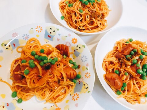 野菜高騰こわくない☆しめじとエノキのナポリタン